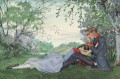 Schmerzhaftes Geständnis Konstantin Somov romantische Liebhaber Landschaft